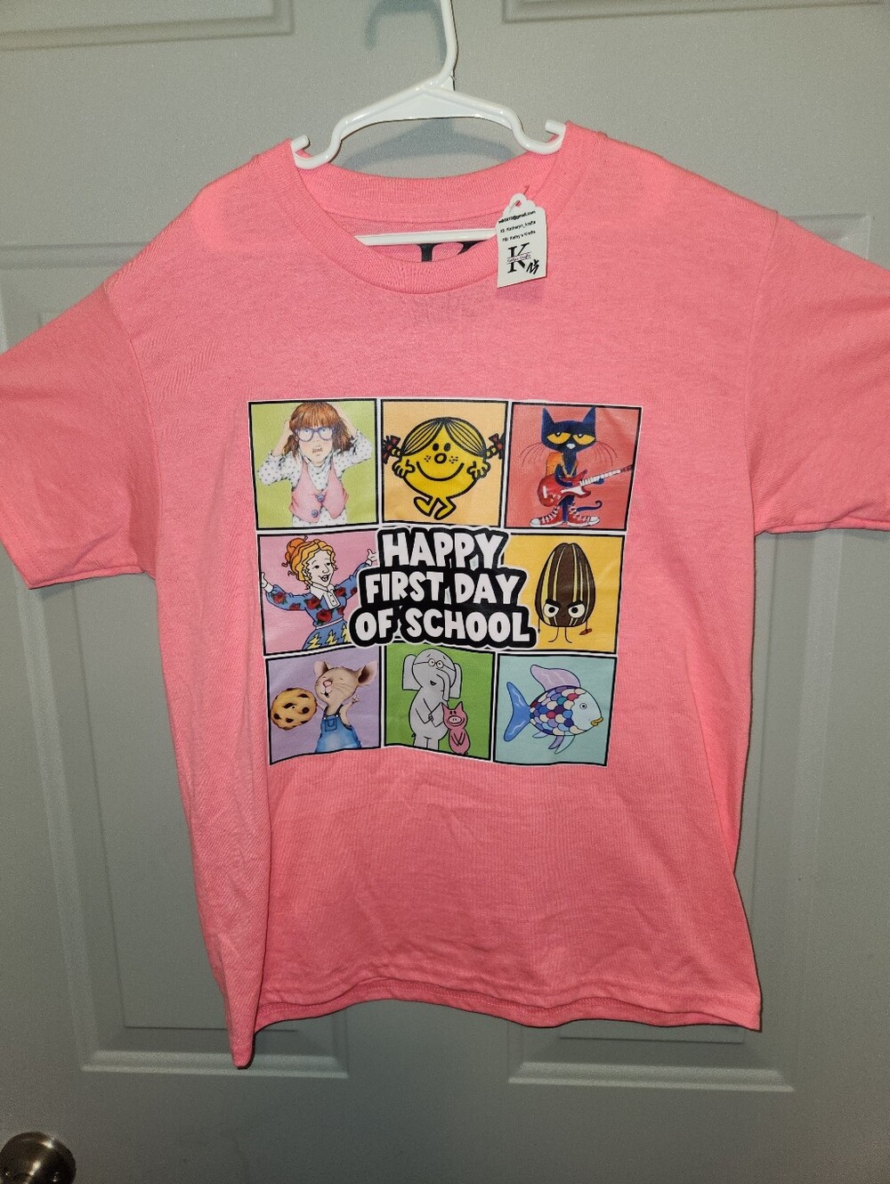 Youth Medium Kids 'Happy First Day of School' Graphic Tee - Pink